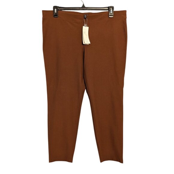 Eileen Fisher 1X Nutmeg Washable Stretch Crepe Slim Ankle Pants Womens USA Made - Picture 1 of 15